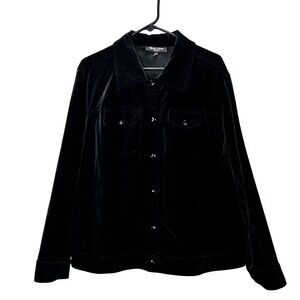 Rachel Adams Women Velvet Jacket Black 16 Snap Front Pockets Whimsigoth Academia